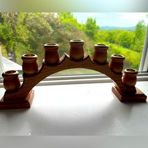 Wooden with gold accent candle holder